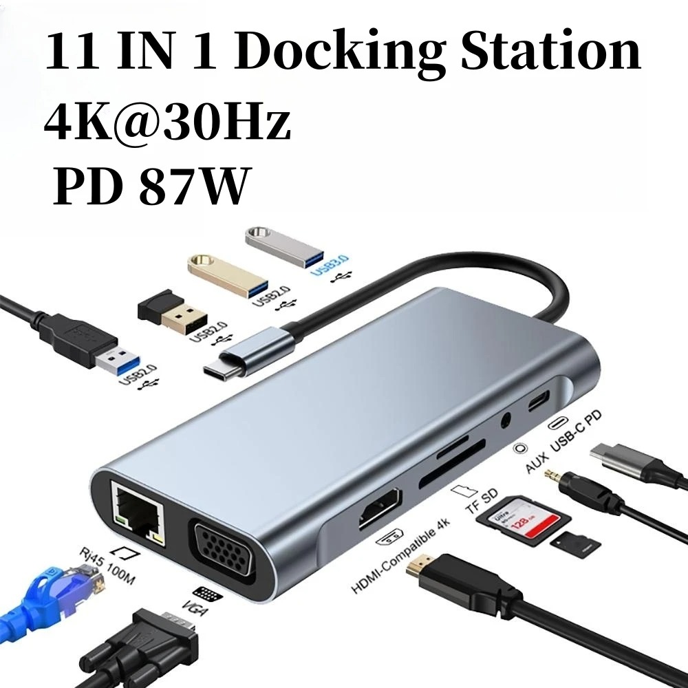 Usb Hub Type C - Hub d'accueil 4/7/8/11 en 1, USB